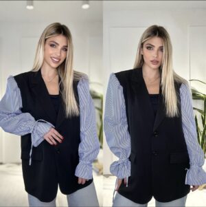 Print Blazer | Striped Blauw